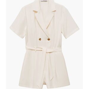 Mango Cream Short-Sleeve Jumpsuit